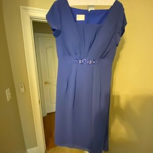 Blue knee length bridesmaid dress